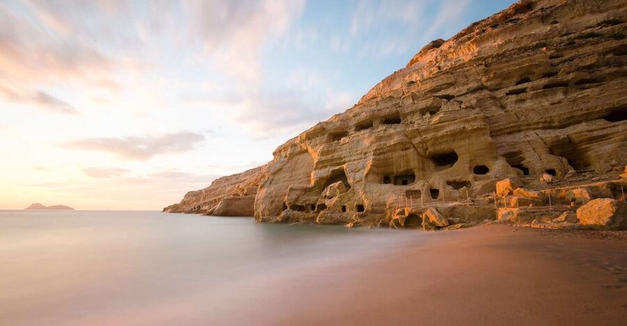 Crete: Matala Beach and Hippie caves, Red beach - Getting your bearings in Matala: caves, beach, and the hippie village vibe