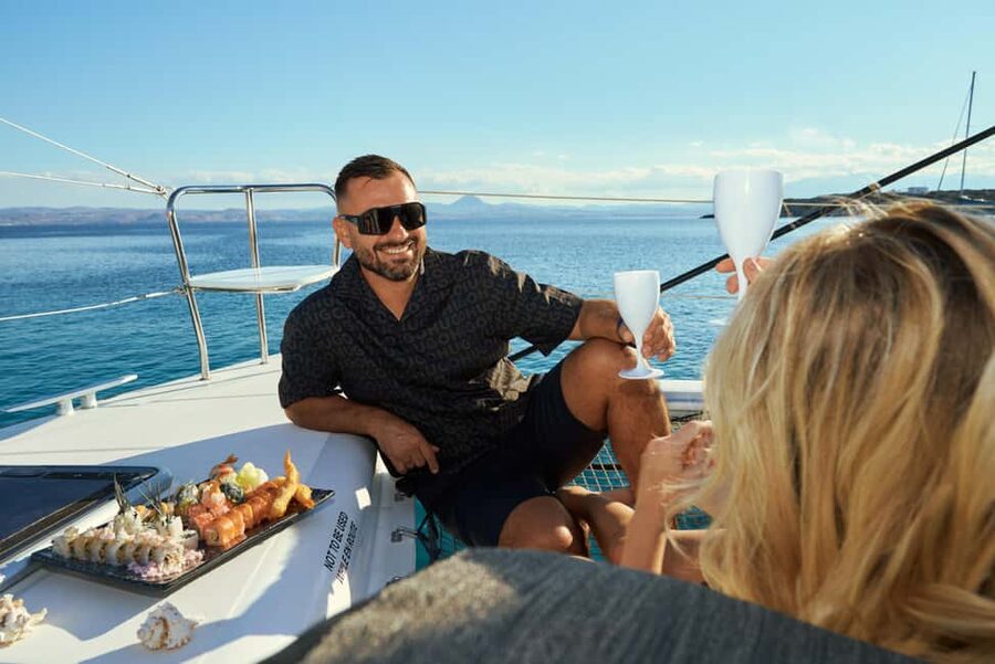 Heraklion: Dia Island Romantic Sunset Cruise with Wine - The Catamaran Sailing Portion: Time on Deck Without the Rush