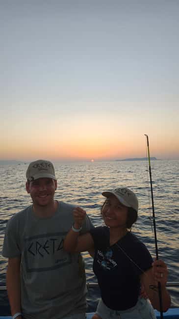 Hersonissos: Agapi Fishing Trips Sunset Cruise - Your 1.5 hours: fish with rods or cool off by swimming
