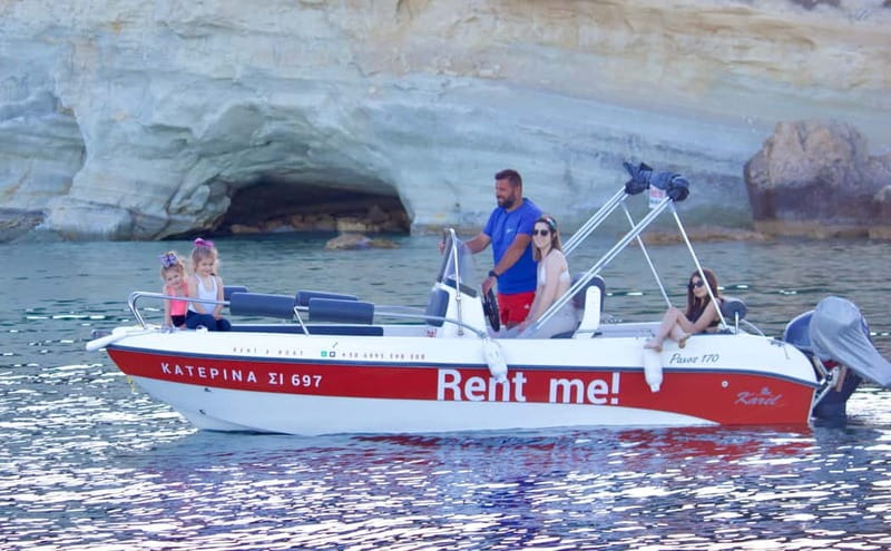 Hersonissos: Rent a Boat - No License Needed - The boat setup: 5 meters, Yamaha 30HP, and the stuff you’ll actually use